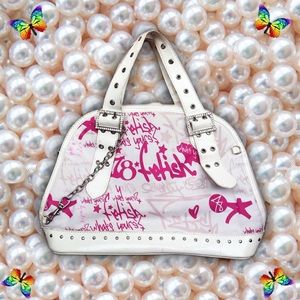 💖⛓ Fetish label Graffiti Rhinestone Pink Purse⛓💖